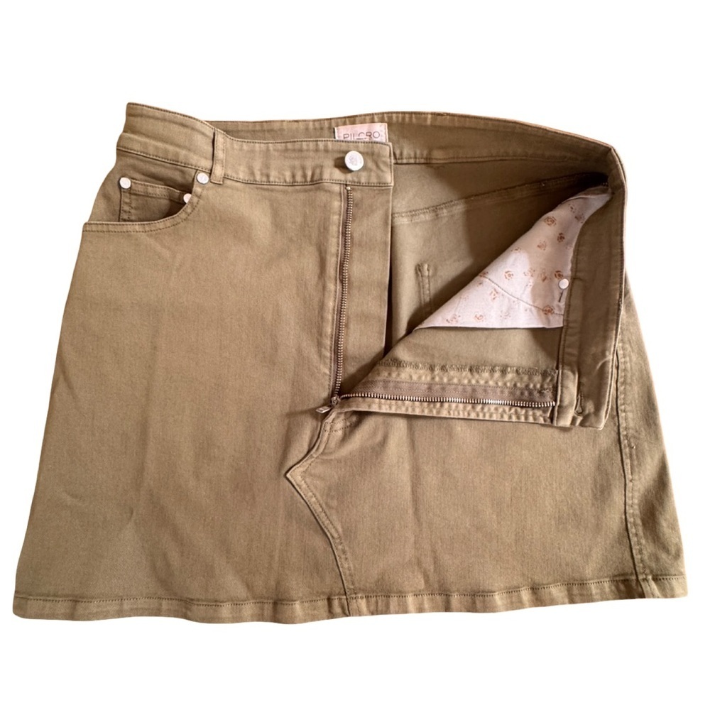 PILCRO Denim Mini Skirt in Olive Green - Picture 11 of 13